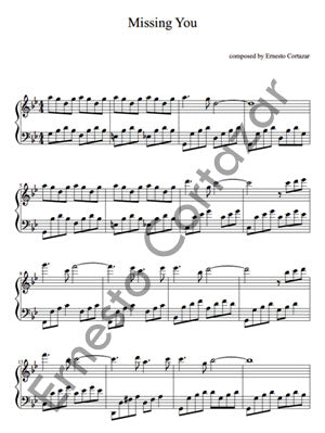 Missing You - Piano Sheet Music now available on ErnestoCortazar.net