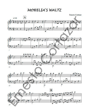 Morelia's Waltz - Sheet Music now available on ErnestoCortazar.net