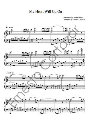My Heart Will Go On (Love Theme Titanic) - Piano Sheet Music now available on ErnestoCortazar.net