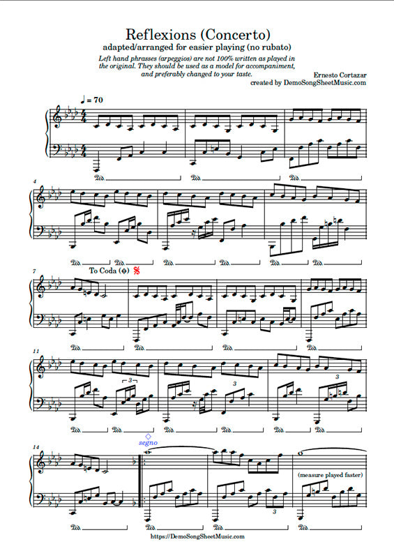 Reflexions (Concerto) - Piano Sheet Music now available on ErnestoCortazar.net