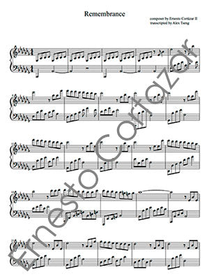 Remembrance - Piano Sheet Music now available on ErnestoCortazar.net