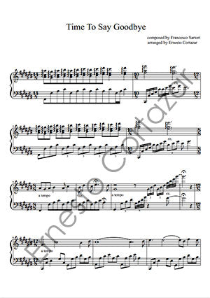 Time To Say Goodbye - Piano Sheet Music now available on ErnestoCortazar.net