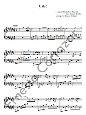 Usted - Piano Sheet Music now available on ErnestoCortazar.net