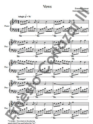 Vows - Piano Sheet Music now available on ErnestoCortazar.net