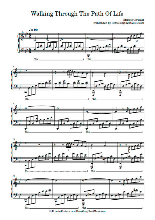 Walking Through The Path Of Life - Piano Sheet Music now available on ErnestoCortazar.net