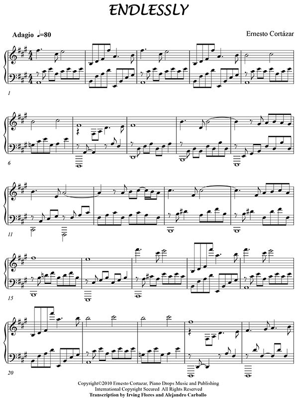Endlessly Sheet Music Composed by Ernesto Cortazar
