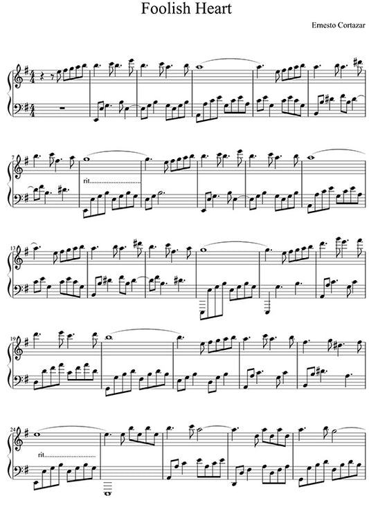 Foolish Heart Piano Sheet Music Composed by Ernesto Cortazar