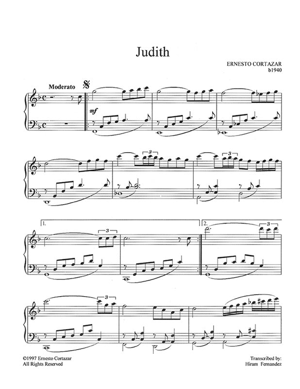 Judith Piano Sheet Music Composed by Ernesto Cortazar