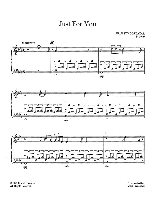 Just For You Piano Sheet Music Composed by Ernesto Cortazar