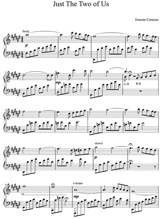 Just The Two Of Us Piano Sheet Music Composed by Ernesto Cortazar