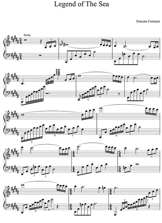 Legend Of the Sea Piano Sheet Music Composed by Ernesto Cortazar