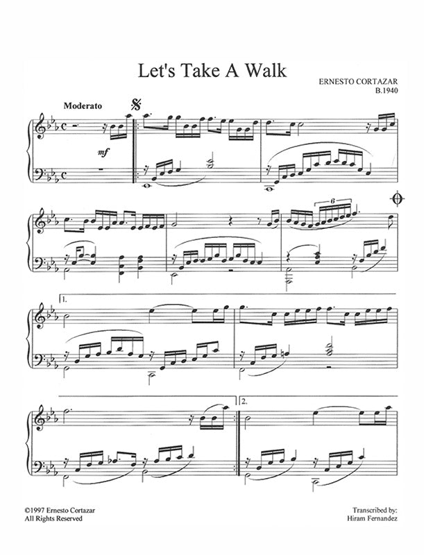 Let's Take A Walk Piano Sheet Music Composed by Ernesto Cortazar