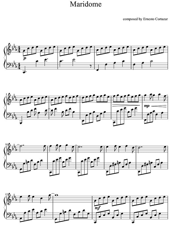 Maridome Piano Sheet Music Composed by Ernesto Cortazar