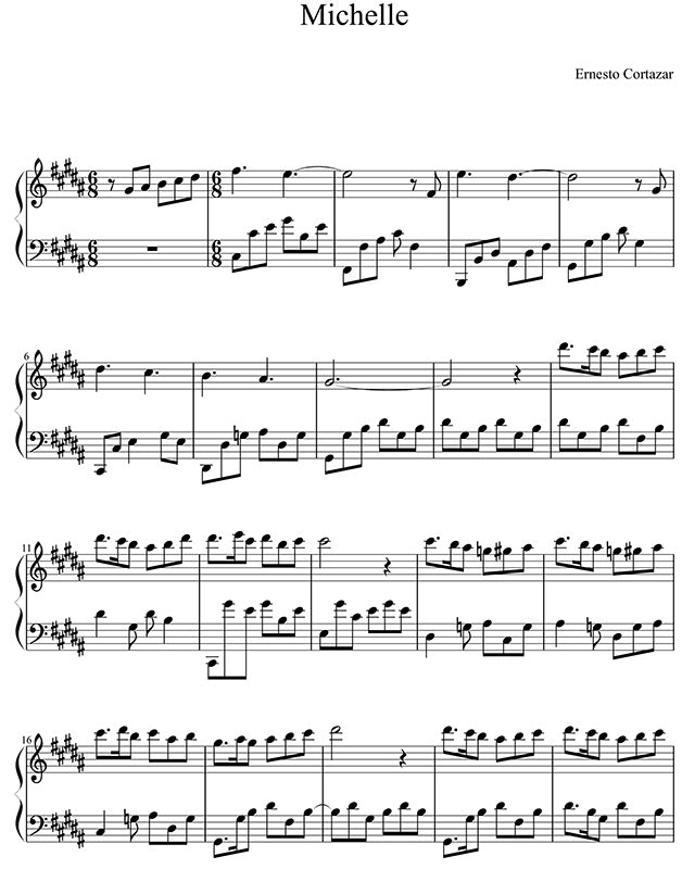 Michelle Piano Sheet Music Composed by Ernesto Cortazar