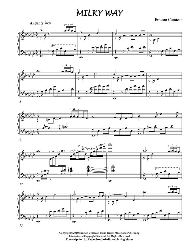 Milky Way Piano Sheet Music Composed by Ernesto Cortazar