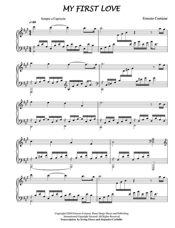 My First Love Piano Sheet Music Composed by Ernesto Cortazar
