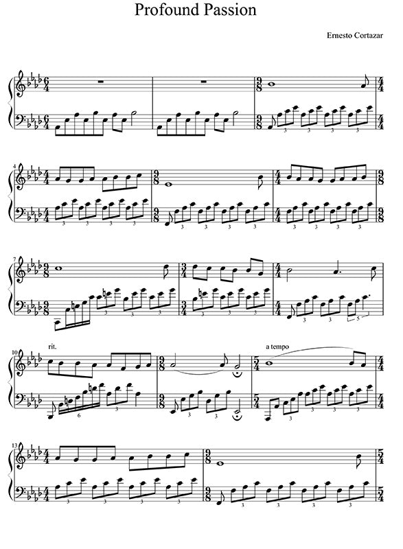 Profound Passion Piano Sheet Music Composed by Ernesto Cortazar