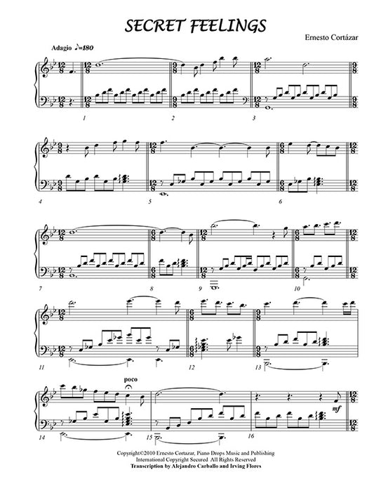 Secret Feelings Piano Sheet Music Composed by Ernesto Cortazar