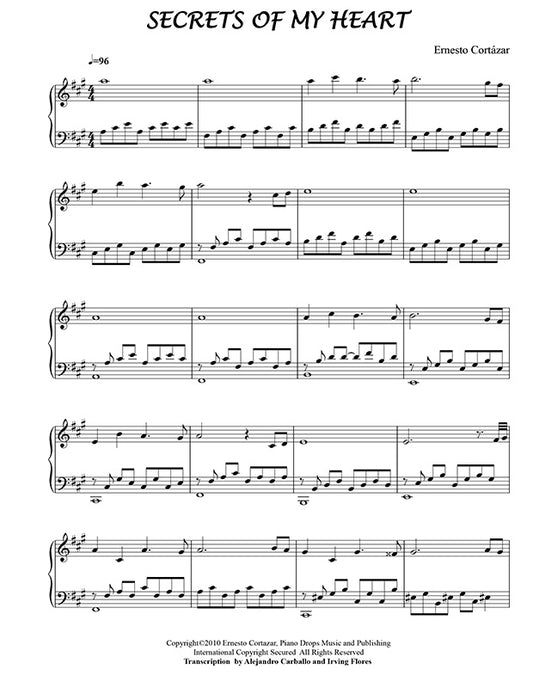 Secrets Of My Heart Piano Sheet Music Composed by Ernesto Cortazar