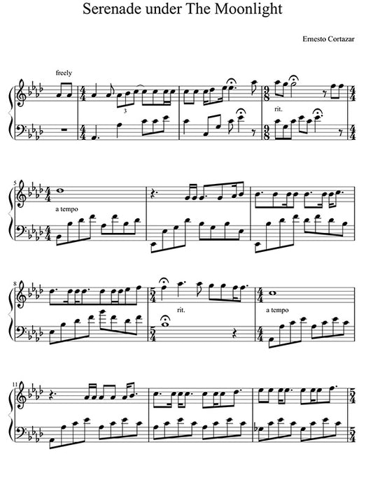 Serenade Under The Moonlight Piano Sheet Music Composed by Ernesto Cortazar