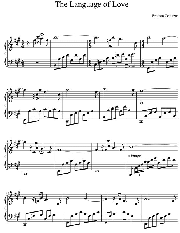 The Language Of Love Piano Sheet Music Composed by Ernesto Cortazar
