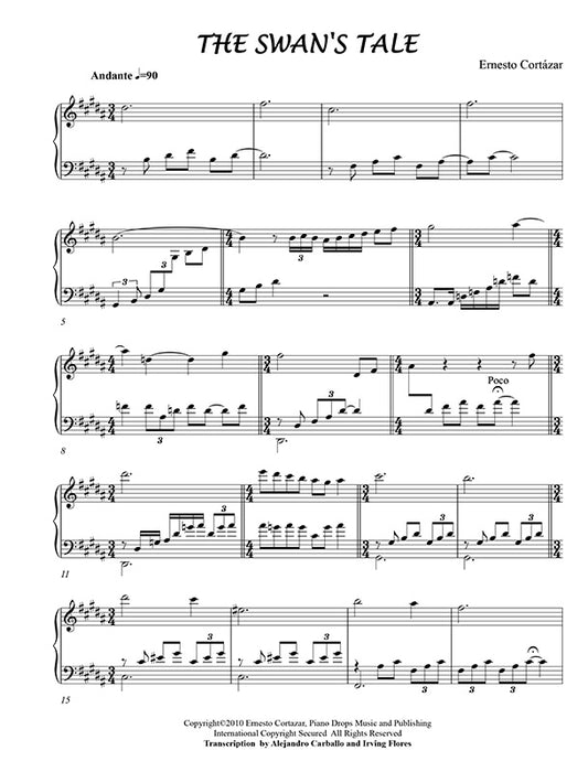 The Swan's Tale Piano Sheet Music Composed by Ernesto Cortazar