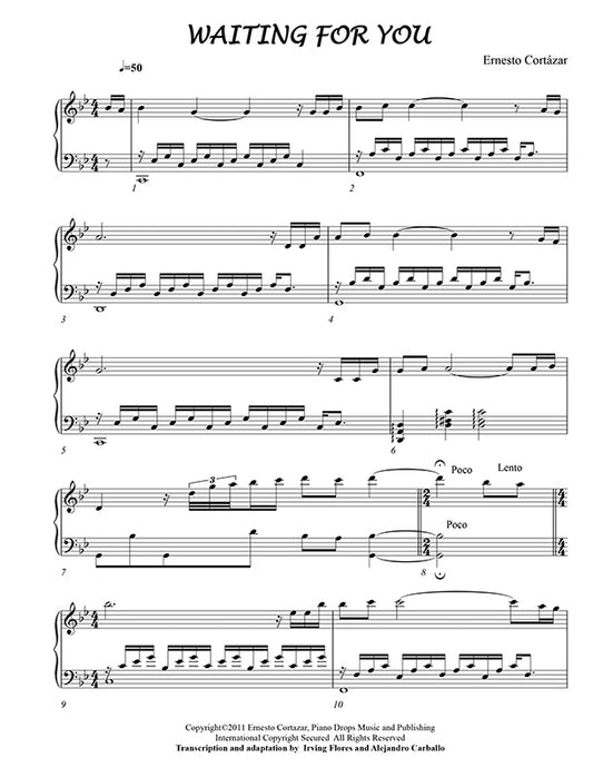 Waiting For You Piano Sheet Music Composed by Ernesto Cortazar
