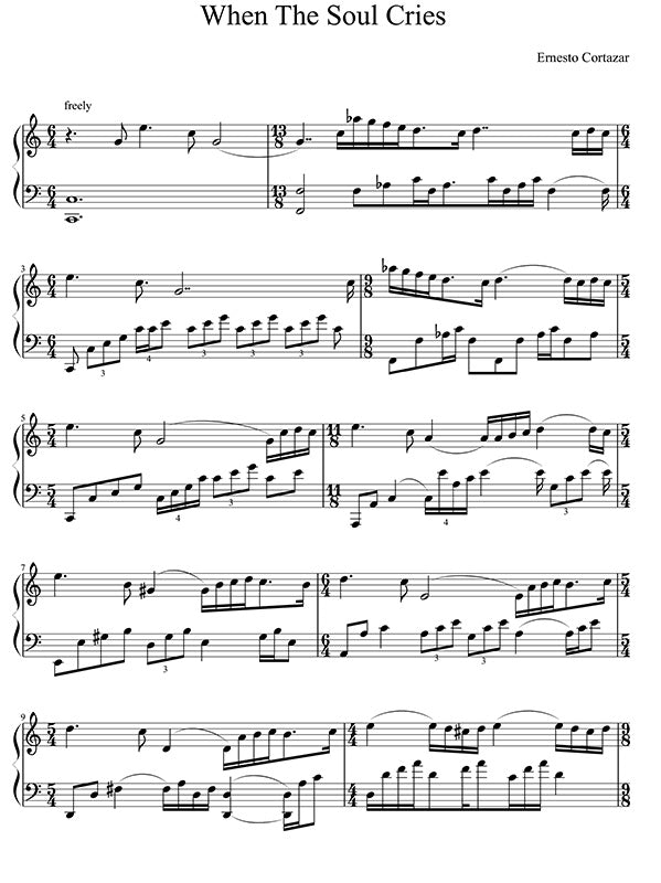 When The Soul Cries Piano Sheet Music Composed by Ernesto Cortazar